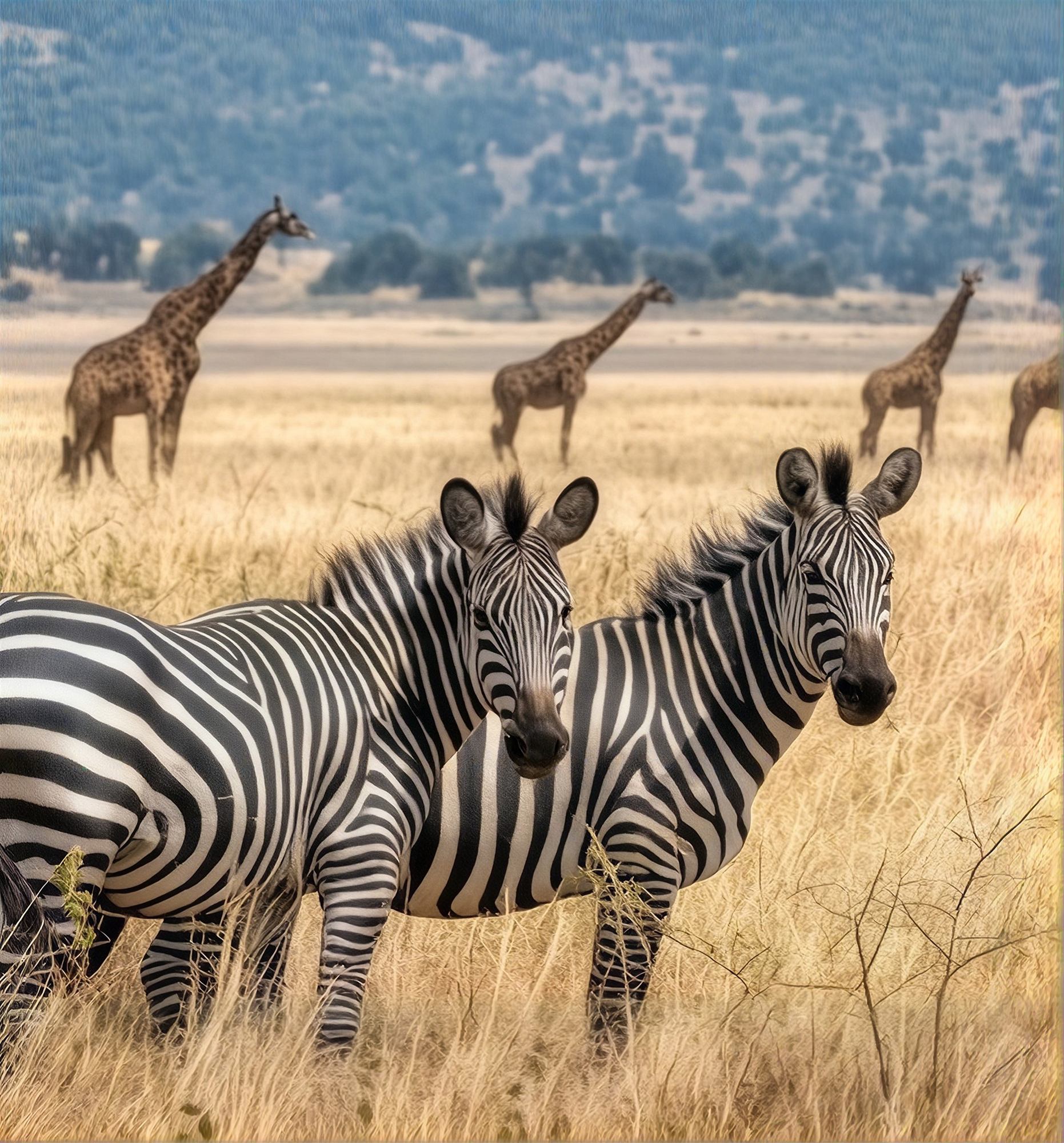 Zebras and giraffes in Akagera National Park