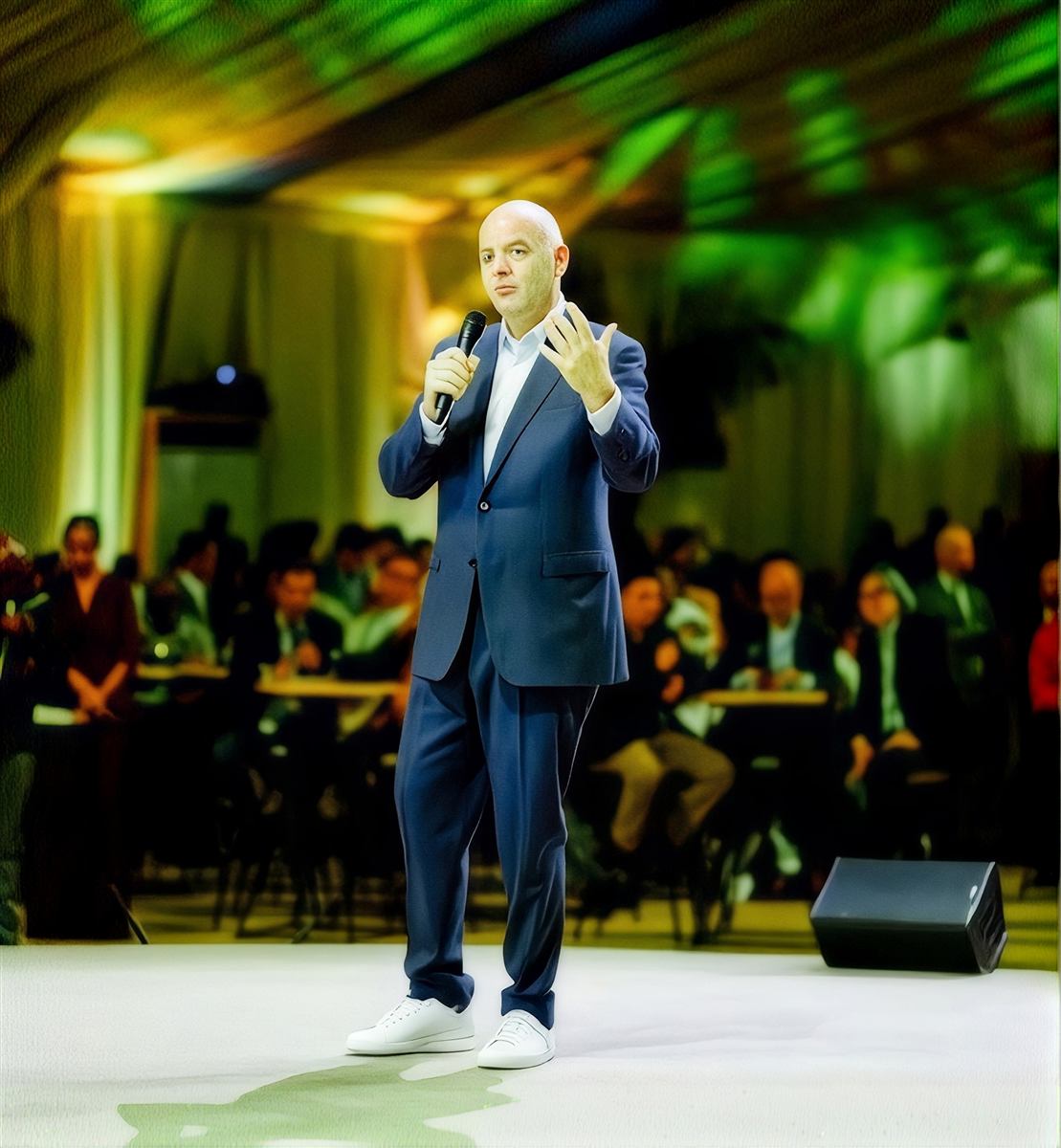 Speaker addressing guests at the FIFA Congress dinner
